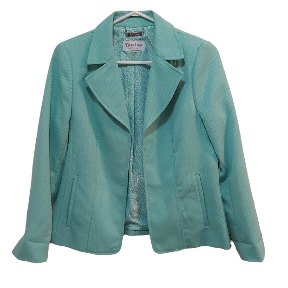 Tanjay Petites Light Green/Aqua Blazer Jacket Size 6P